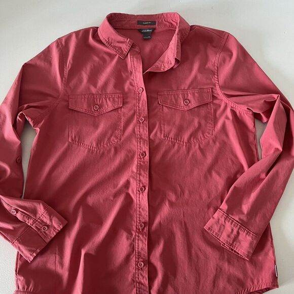 Eddie Bauer Departure Shirt Womens M Classic Fit Pink Long Sleeve Button Down - Picture 2 of 11